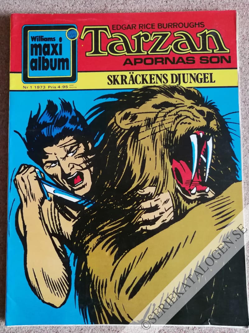 Framsida på Williams maxi-album Tarzan - apornas son: Skräckens djungel (1973)