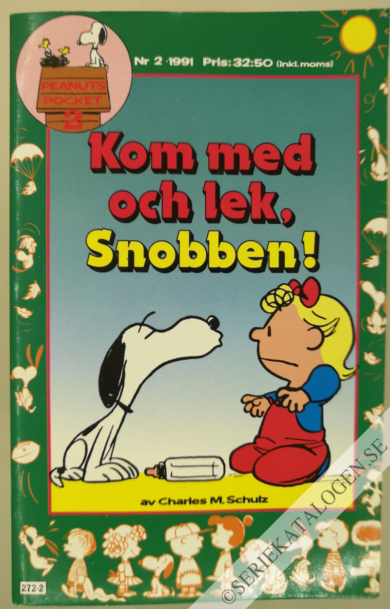 Framsida på Peanuts pocket Kom med och lek, Snobben! (1991)