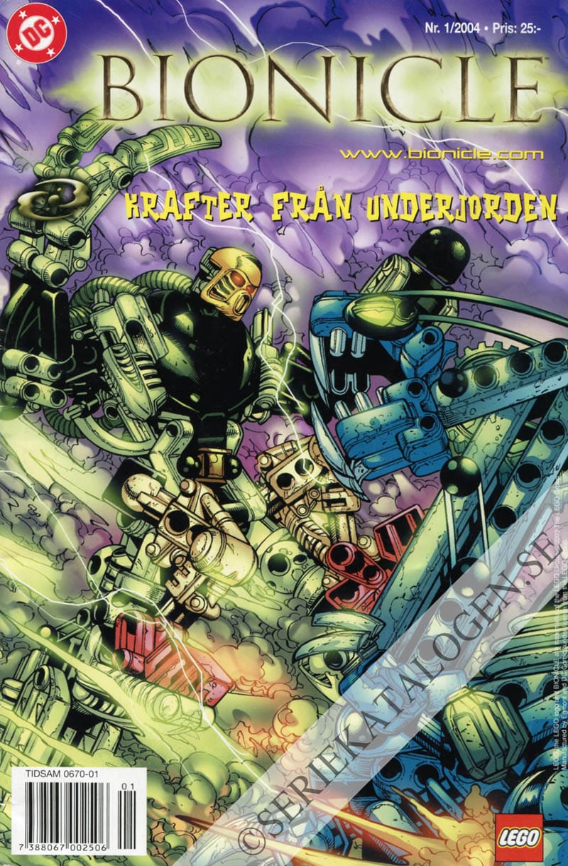 Framsida på Lego Bionicle Krafter från underjorden (2004)