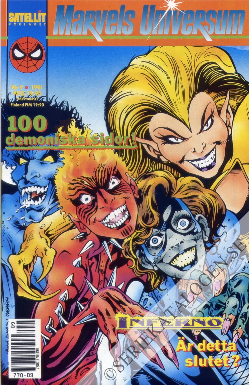 Framsida på Marvels universum #9 - Inferno (1991)