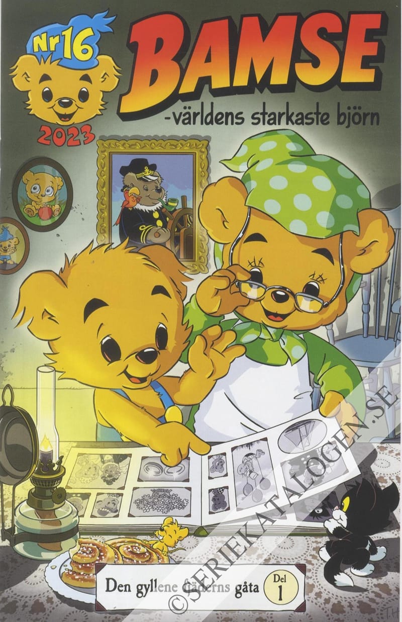 Framsida på Bamse #16 - Den gyllene fjäderns gåta - Del 1 (2023)