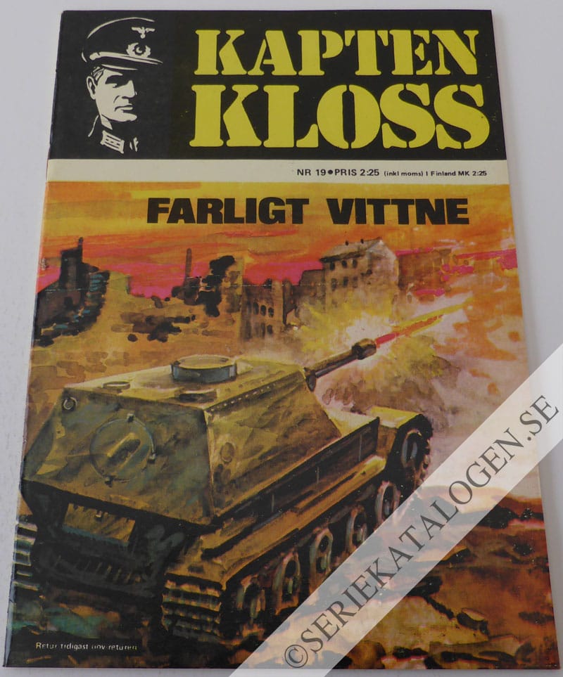 Framsida på Kapten Kloss #19 - Farligt vittne (1973)