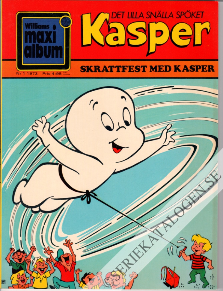 Framsida på Williams maxi-album Det snälla lilla spöket Kasper: Skrattfest med Kasper (1973)