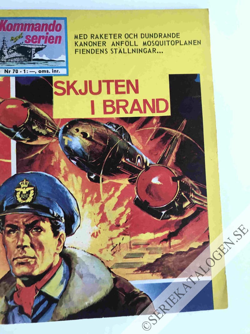Framsida på Kommandoserien #70 - Skjuten i brand (1965)