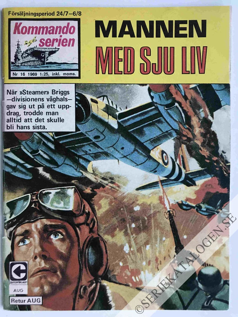 Framsida på Kommandoserien #16 - Mannen med sju liv (1969)