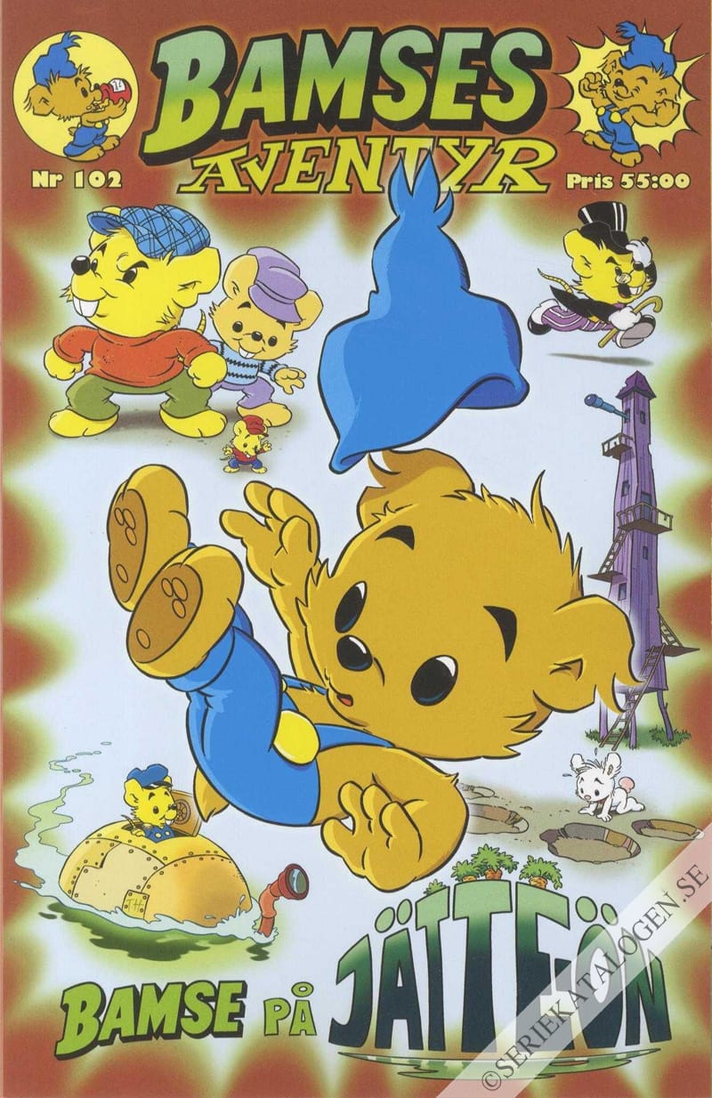 Framsida på Bamses äventyr Bamse på jätte-ön (2022)