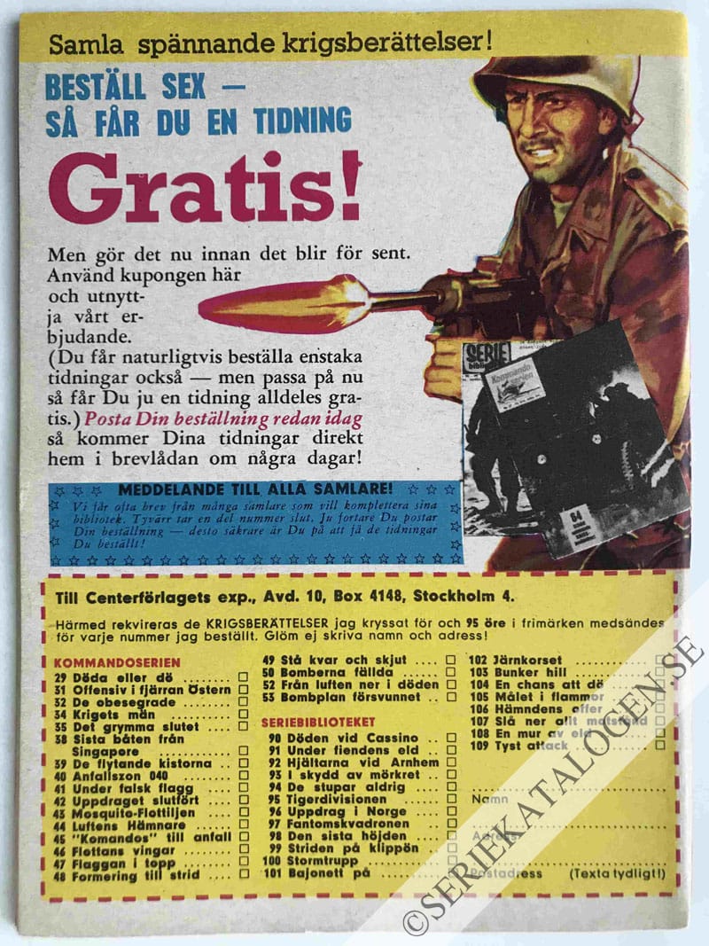 Baksida på Skjuten i brand (1965)