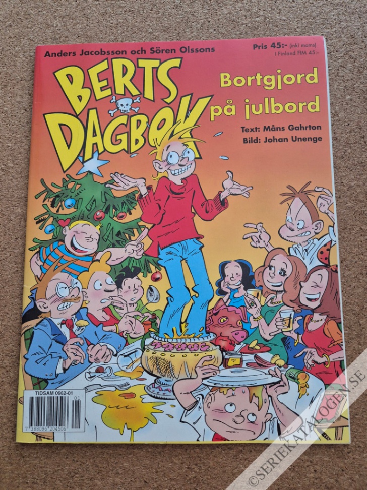 Framsida på Berts dagbok #7 - Bortgjord på julbord (1997)