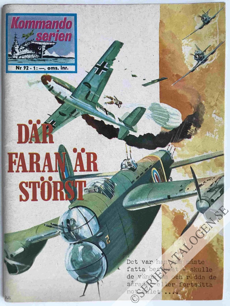Framsida på Kommandoserien #92 - Där faran är störst (1966)
