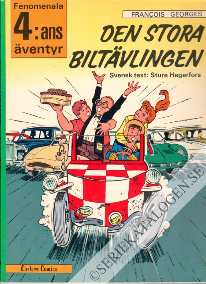 Framsida på Fenomenala 4:ans äventyr Den stora biltävlingen (1978)