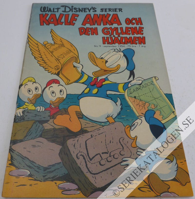Framsida på Walt Disney's serier Kalle Anka och den gyllene hjälmen (1954)