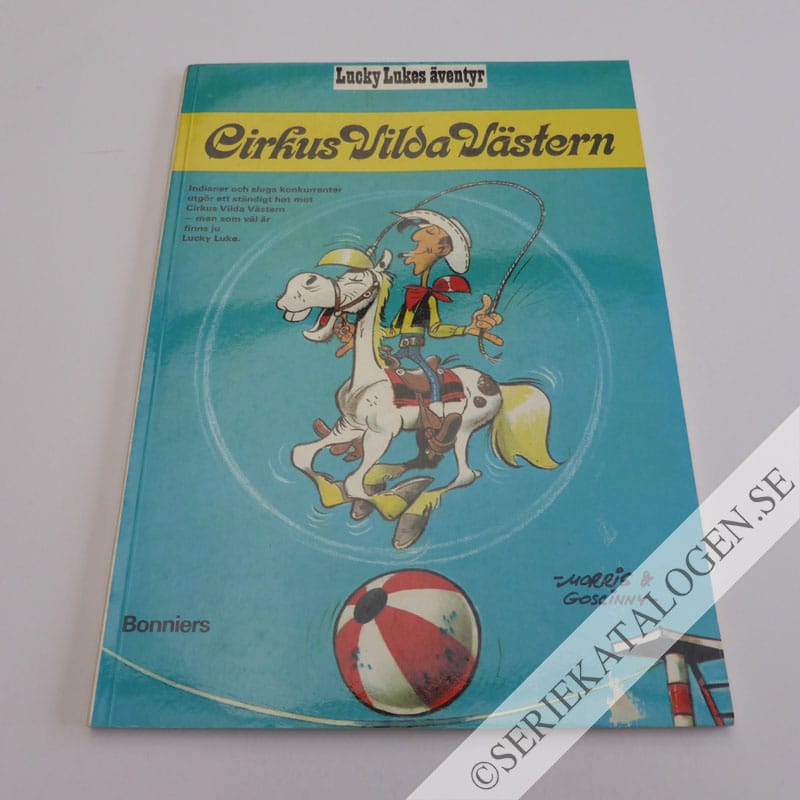 Framsida på Lucky Lukes äventyr Cirkus Vilda Västern (1972)