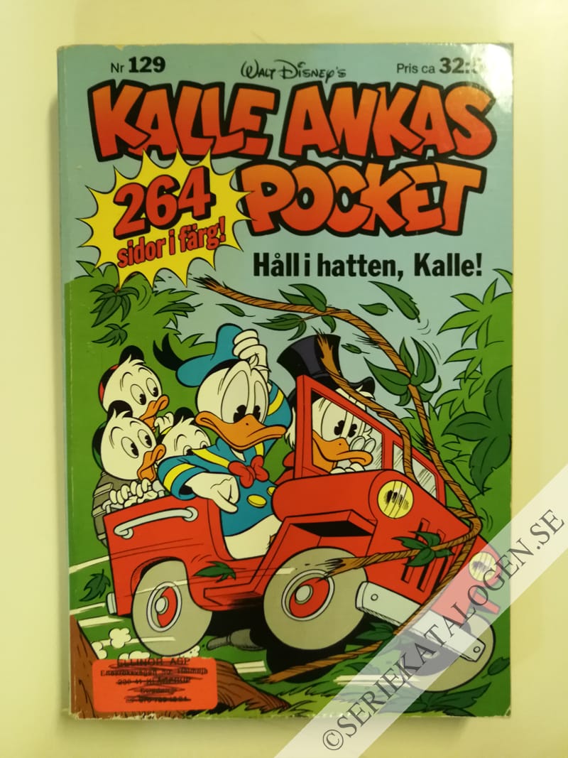 Framsida på Kalle Ankas pocket #129 - Håll i hatten, Kalle! (1990)