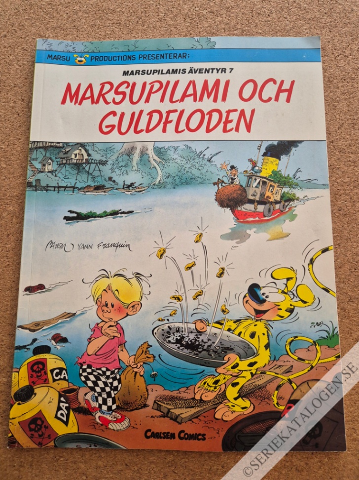 Framsida på Marsupilamis äventyr Marsupilami och guldfloden (1994)