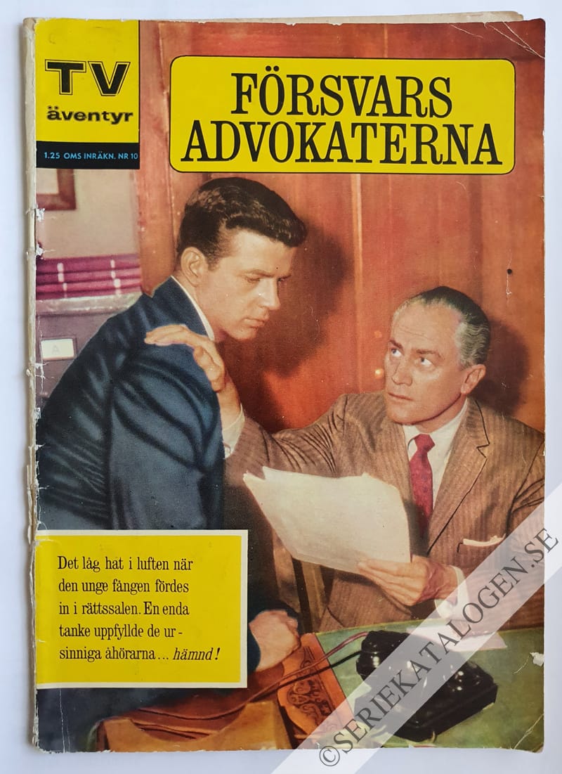 Framsida på TV-äventyr Försvarsadvokaterna (1963)
