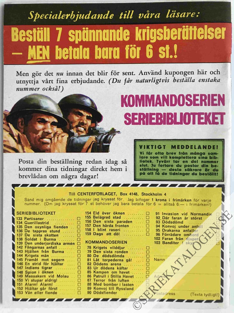 Baksida på Klart för strid! (1967)