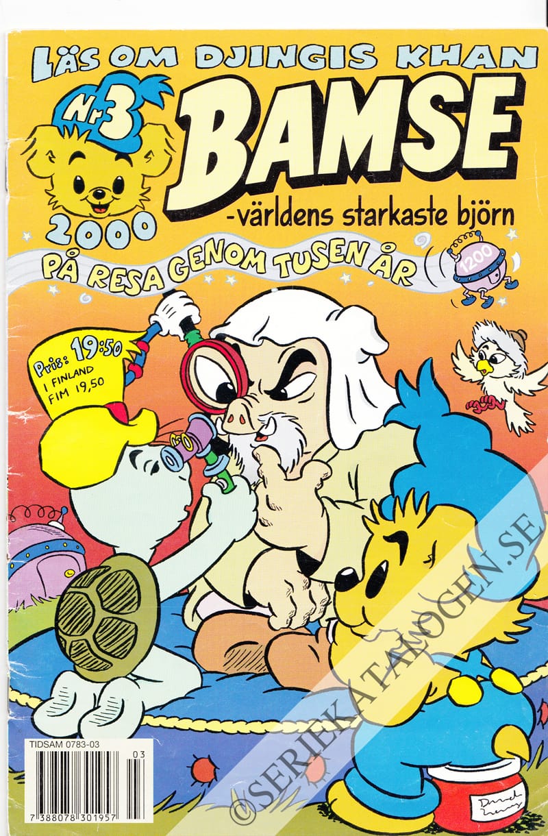 Framsida på Bamse #3 - Bamse på resa genom tusen år - Djingis Khan (2000)