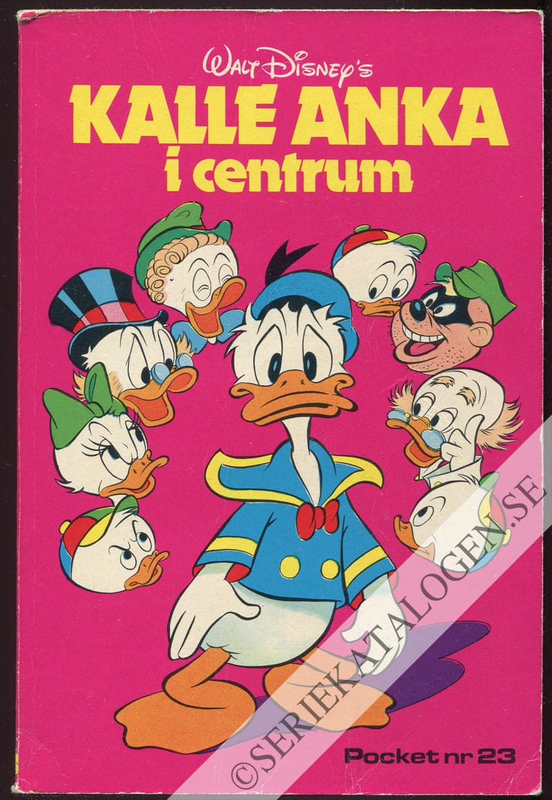 Framsida på Kalle Ankas pocket Kalle Anka i centrum (1976)