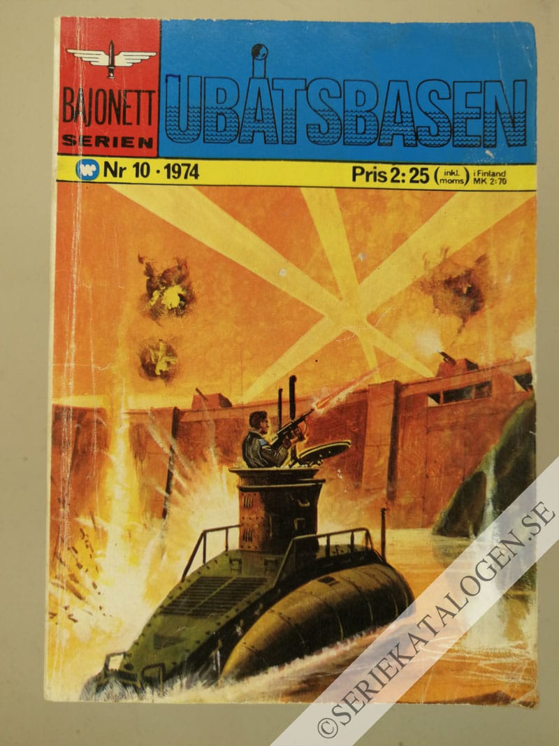 Framsida på Bajonettserien #10 - Ubåtsbasen (1974)