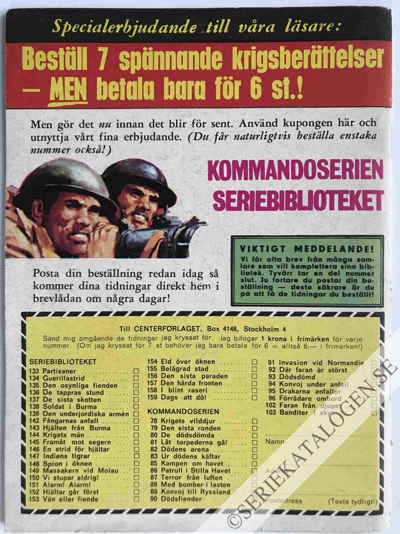 Baksida på Blixtattack (1967)