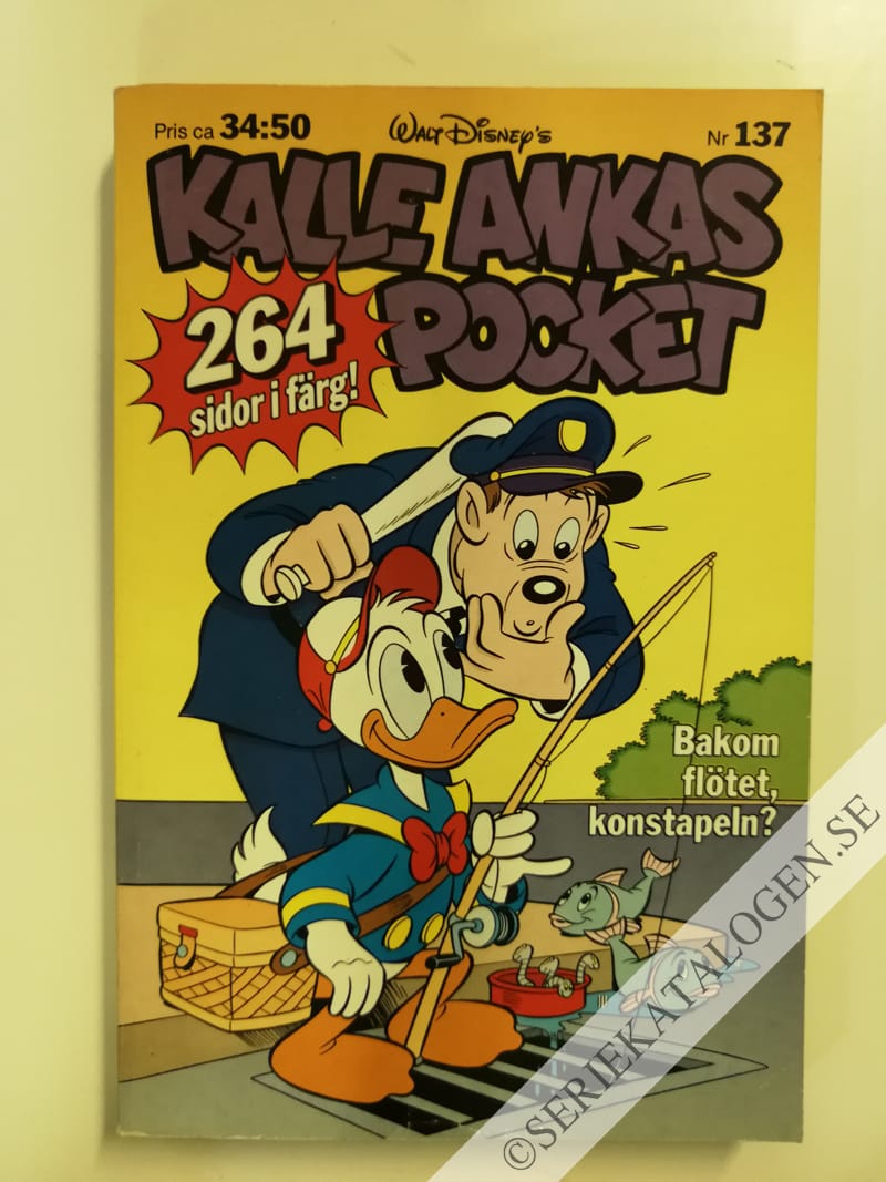 Framsida på Kalle Ankas pocket #137 - Bakom flötet, konstapeln? (1991)