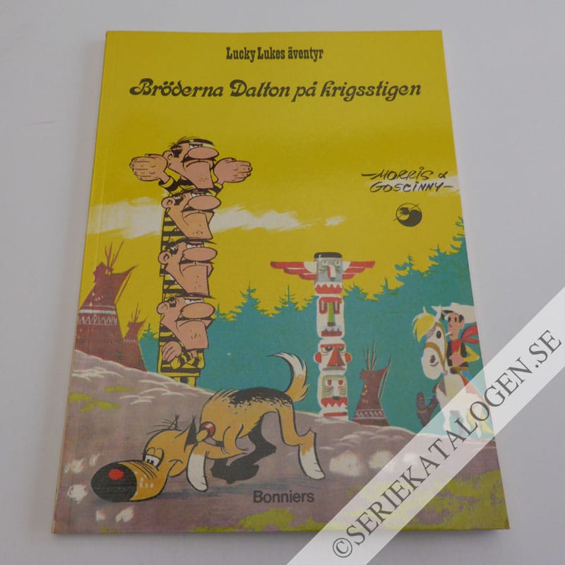 Framsida på Lucky Lukes äventyr Bröderna Dalton på krigsstigen (1978)
