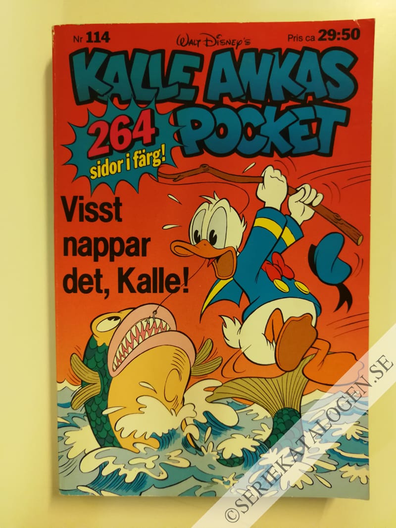 Framsida på Kalle Ankas pocket #114 - Visst nappar det, Kalle! (1989)