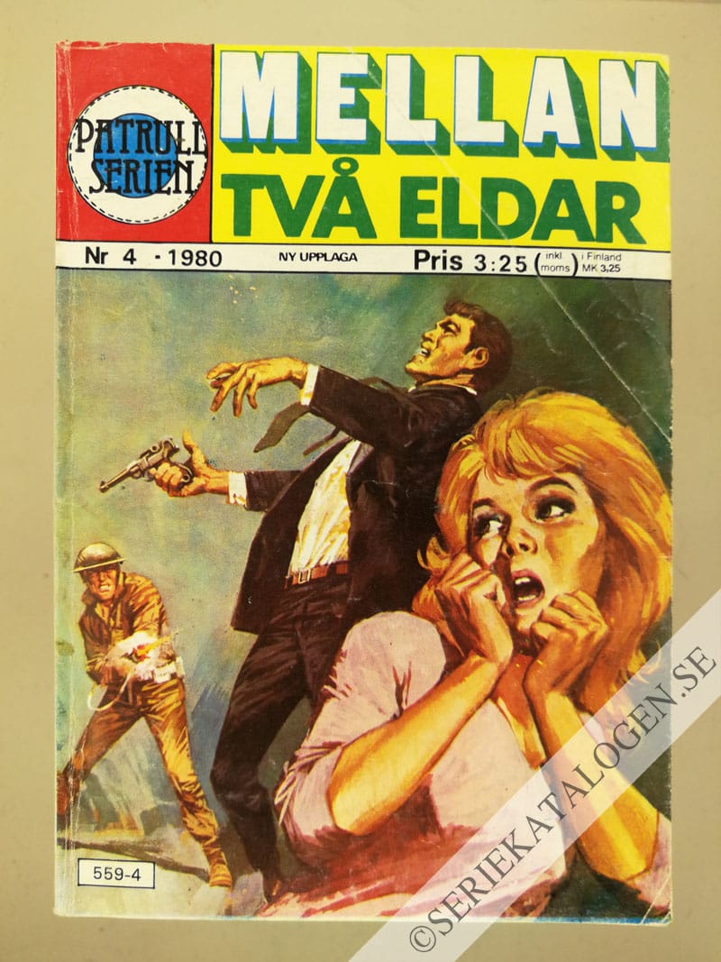 Framsida på Patrullserien Mellan två eldar (1980)