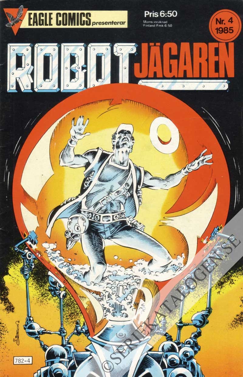 Framsida på Eagle comics presenterar Robotjägaren #4 (1985)