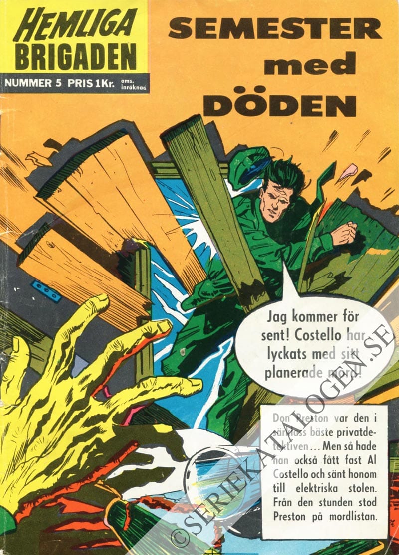 Framsida på Hemliga brigaden Semester med döden (1965)