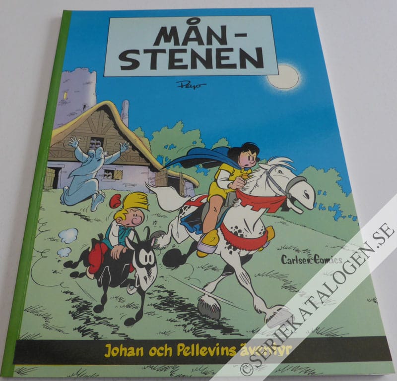 Framsida på Johan och Pellevins äventyr Månstenen (1980)