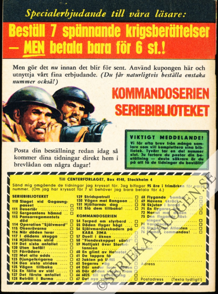 Baksida på Hjälten från Burma (1966)
