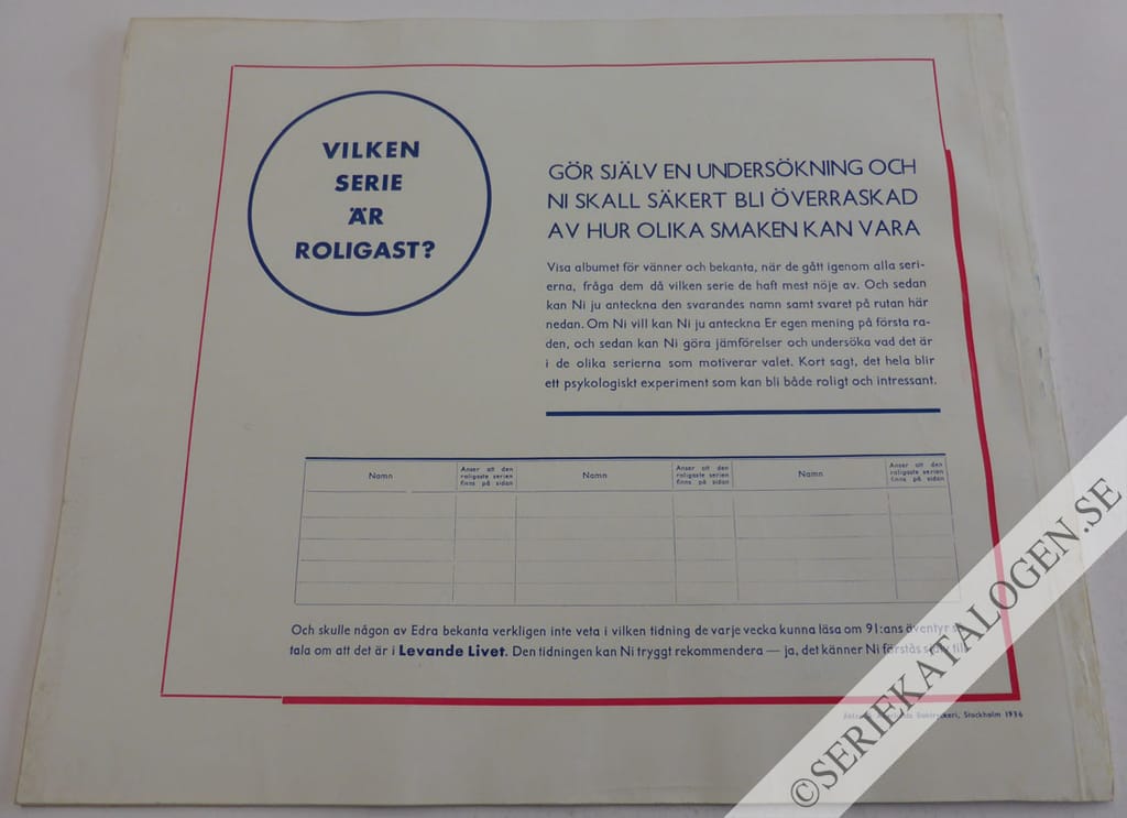Baksida på Hela Sveriges lille beväringsman - 91 Karlssons senaste öden och äventyr (1936)