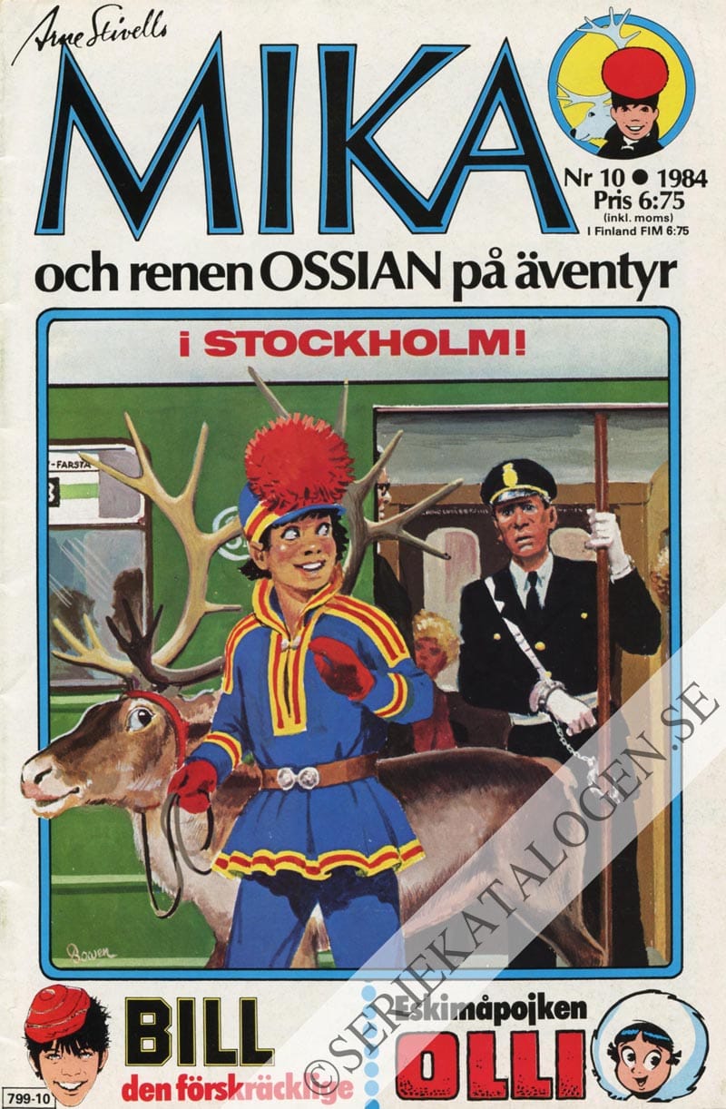 Framsida på Mika och renen Ossian på äventyr #10 (1984)
