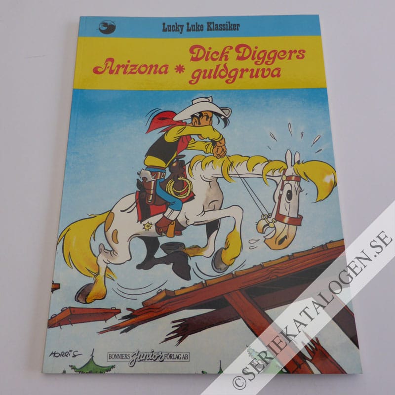 Framsida på Lucky Lukes äventyr Arizona - Dick Diggers guldgruva (1979)