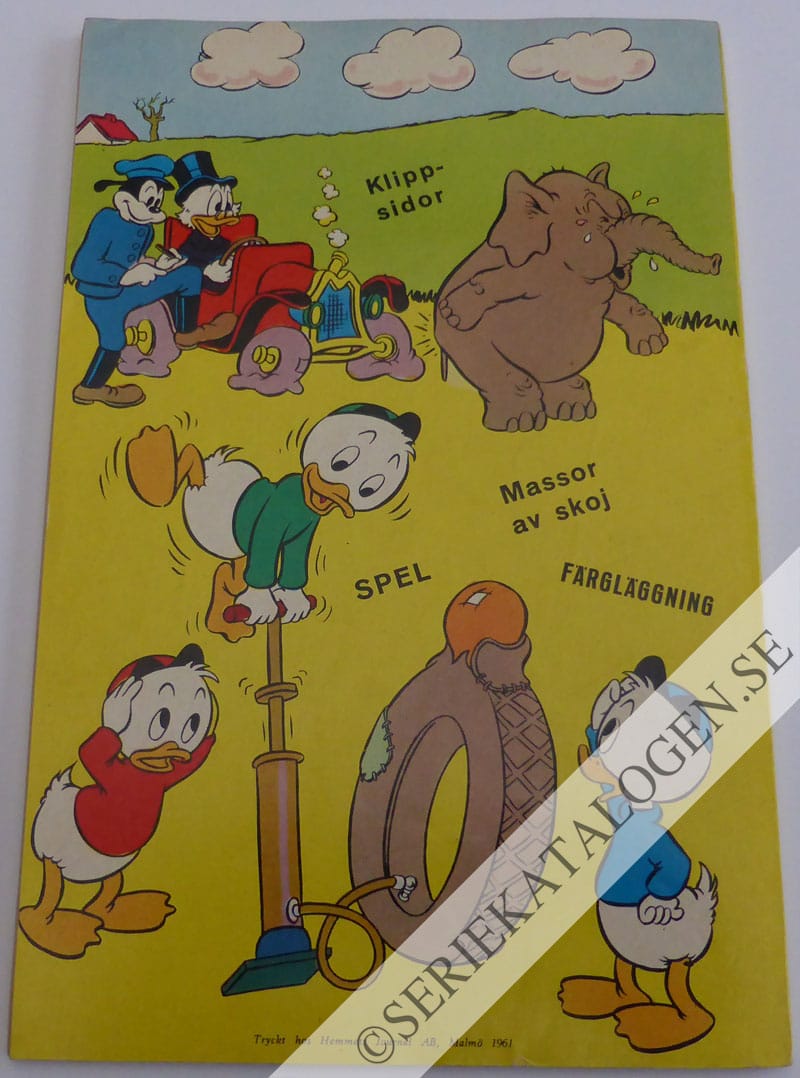 Baksida på Kalle Ankas serieparad (1961)