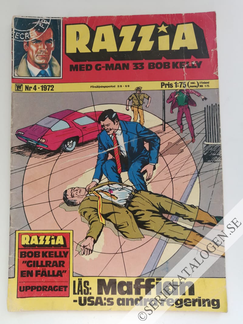 Framsida på Razzia med G-man och 33 Bob Kelly #4 (1972)