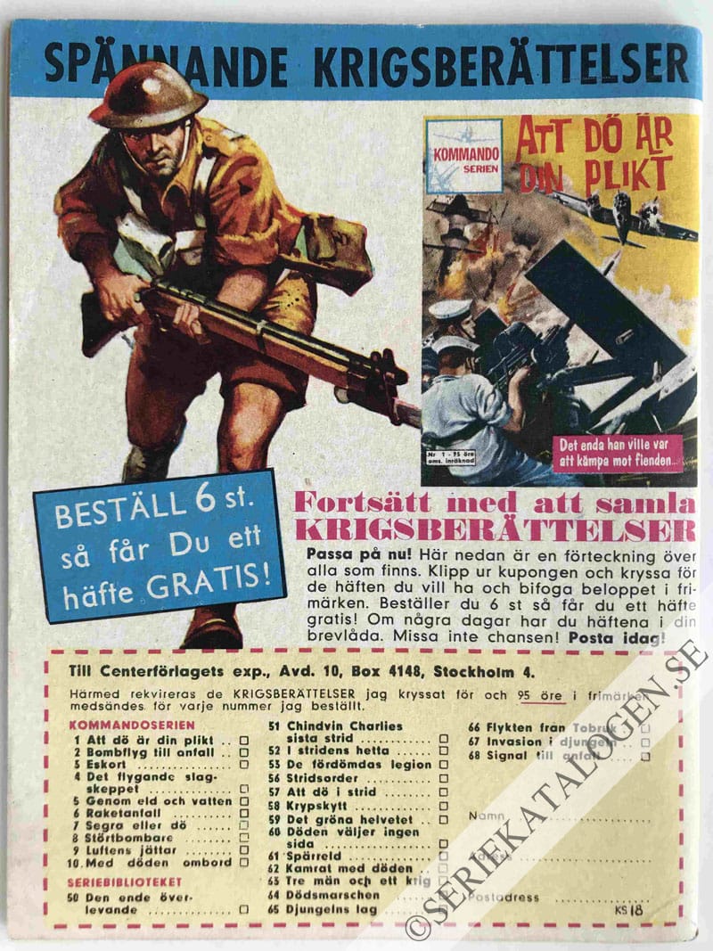 Baksida på Flykten från Kreta (1963)