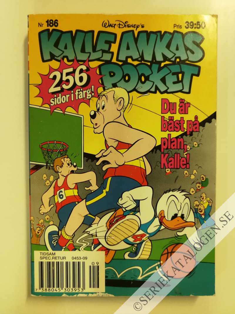 Framsida på Kalle Ankas pocket #186 - Du är bäst på plan, Kalle! (1995)