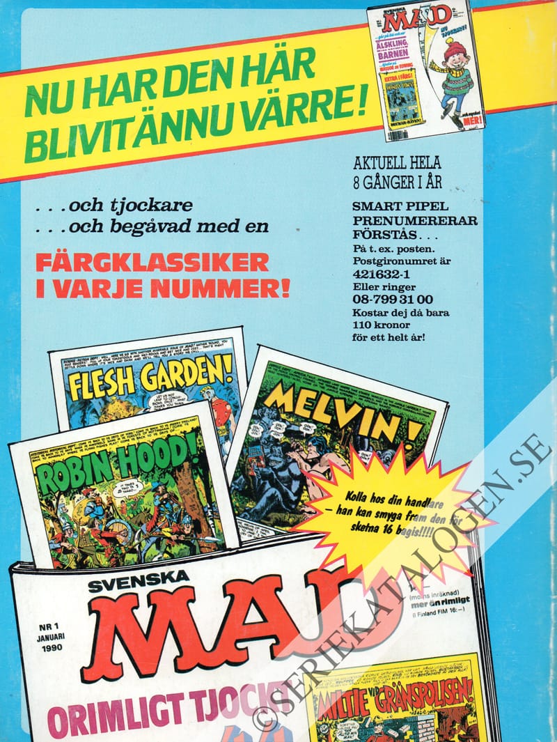 Baksida på Svenska MAD's stora trafikpajare (1990)