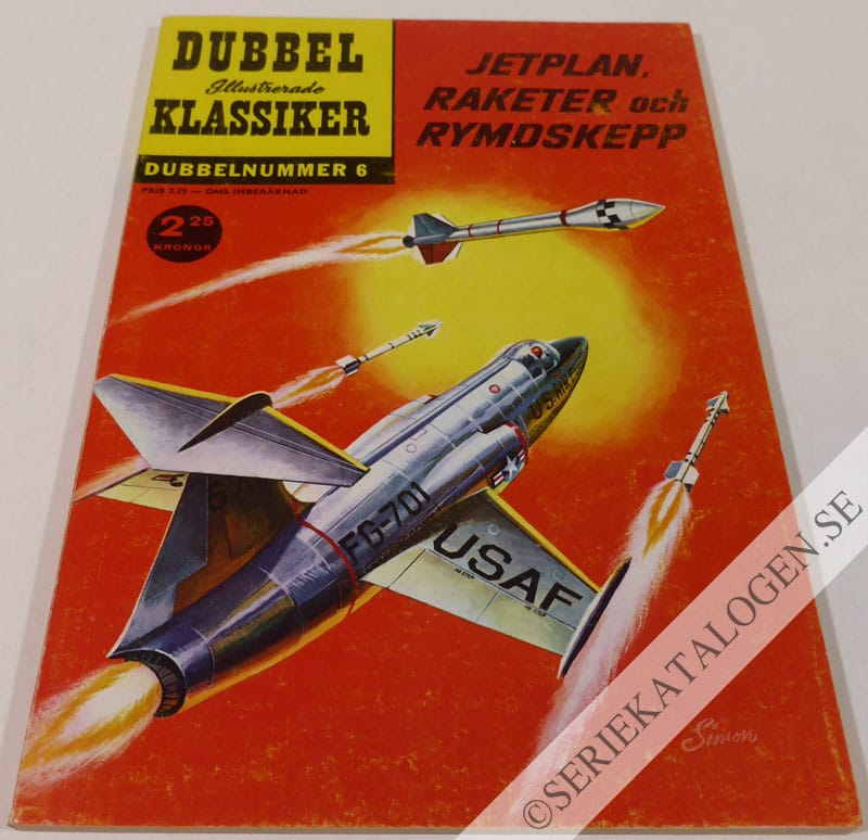 Framsida på Illustrerade Klassiker dubbelnummer Jetplan, raketer och rymdskepp (1961)