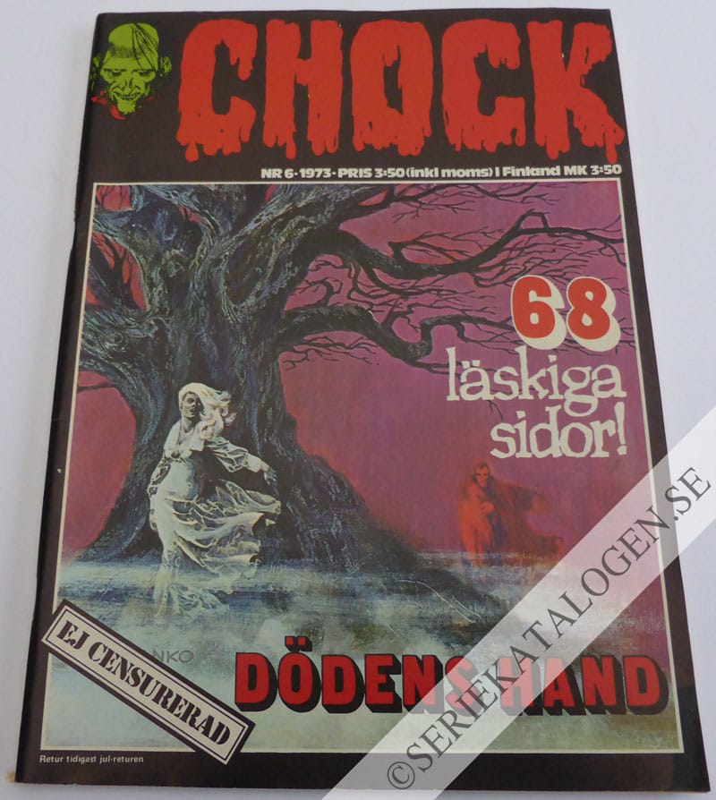 Framsida på Chock Dödens hand (1973)