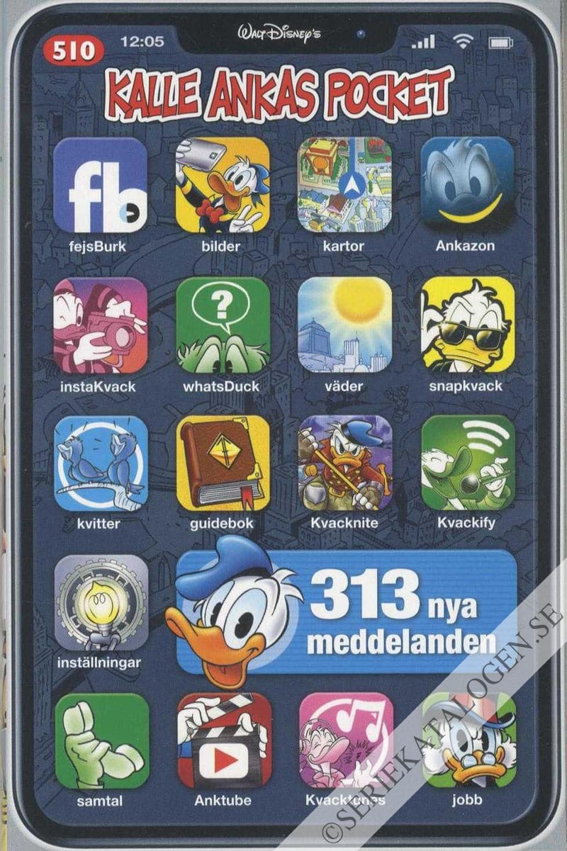 Framsida på Kalle Ankas pocket #510 - 313 nya meddelanden (2020)