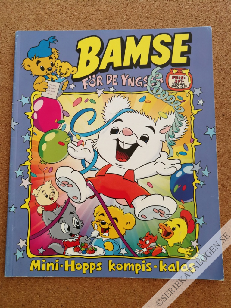 Framsida på Bamse för de yngsta Mini-Hopps kompis-kalas (2018)