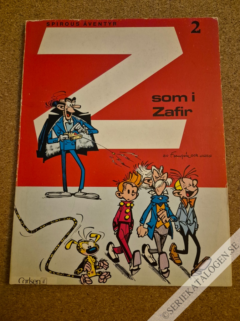 Framsida på Spirous äventyr Z som i Zafir (1974)