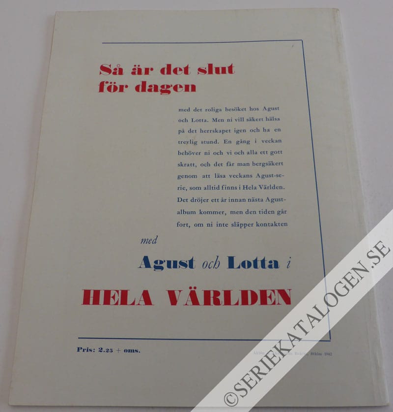 Baksida på Bilder från ett familjeliv som hela Sverige har roligt åt (1942)