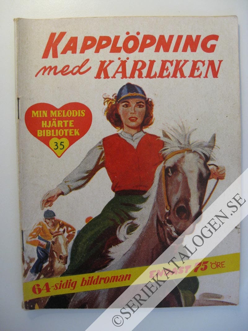 Framsida på Min melodis hjärtebibliotek Kapplöpning med kärleken (1955)
