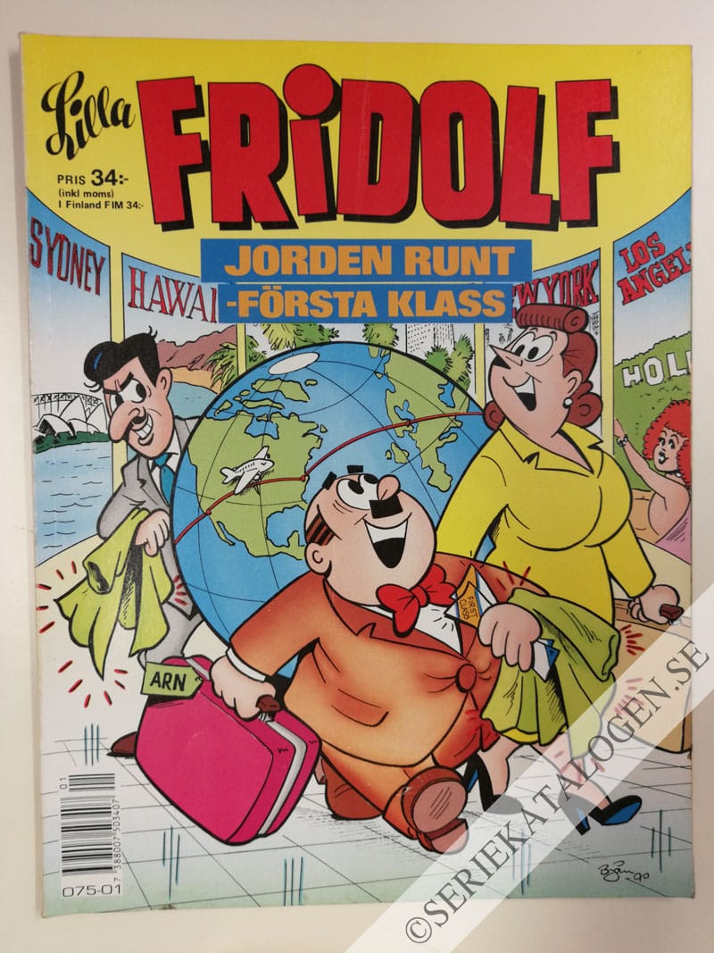 Framsida på Lilla Fridolf Jorden runt - första klass (1990)
