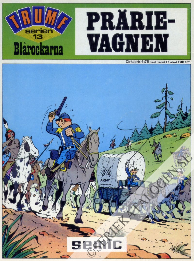 Framsida på Trumf-serien Blårockarna - Prärievagnen (1973)