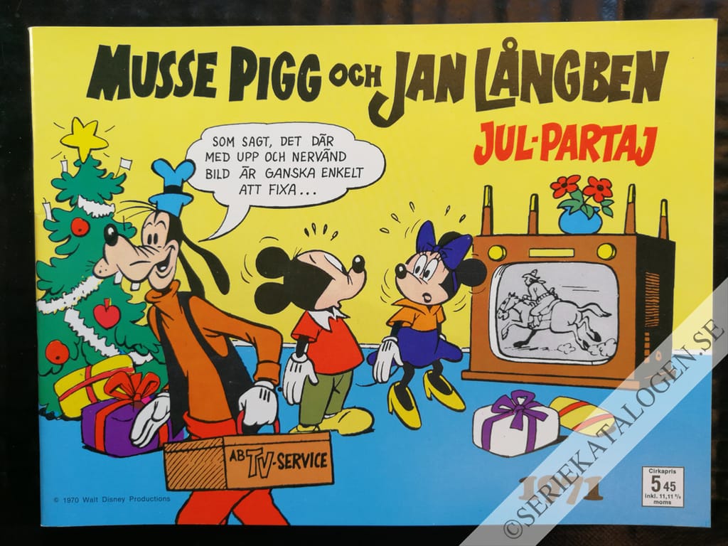 Framsida på Musse Pigg och Jan Långben Jul-partaj (1970)